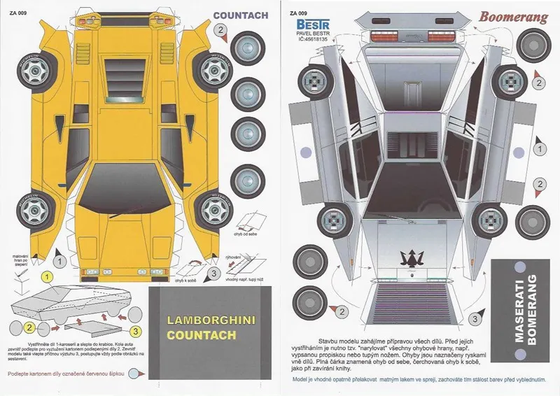 Papierový model - Lamborghini Countach a Maserati Boomerang